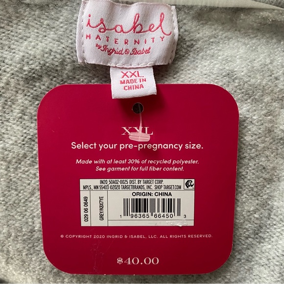 NWT Isabel Maternity by Ingrid & Isabel Light Gray Knit Wrap Sweater Dress XXL - Picture 8 of 8